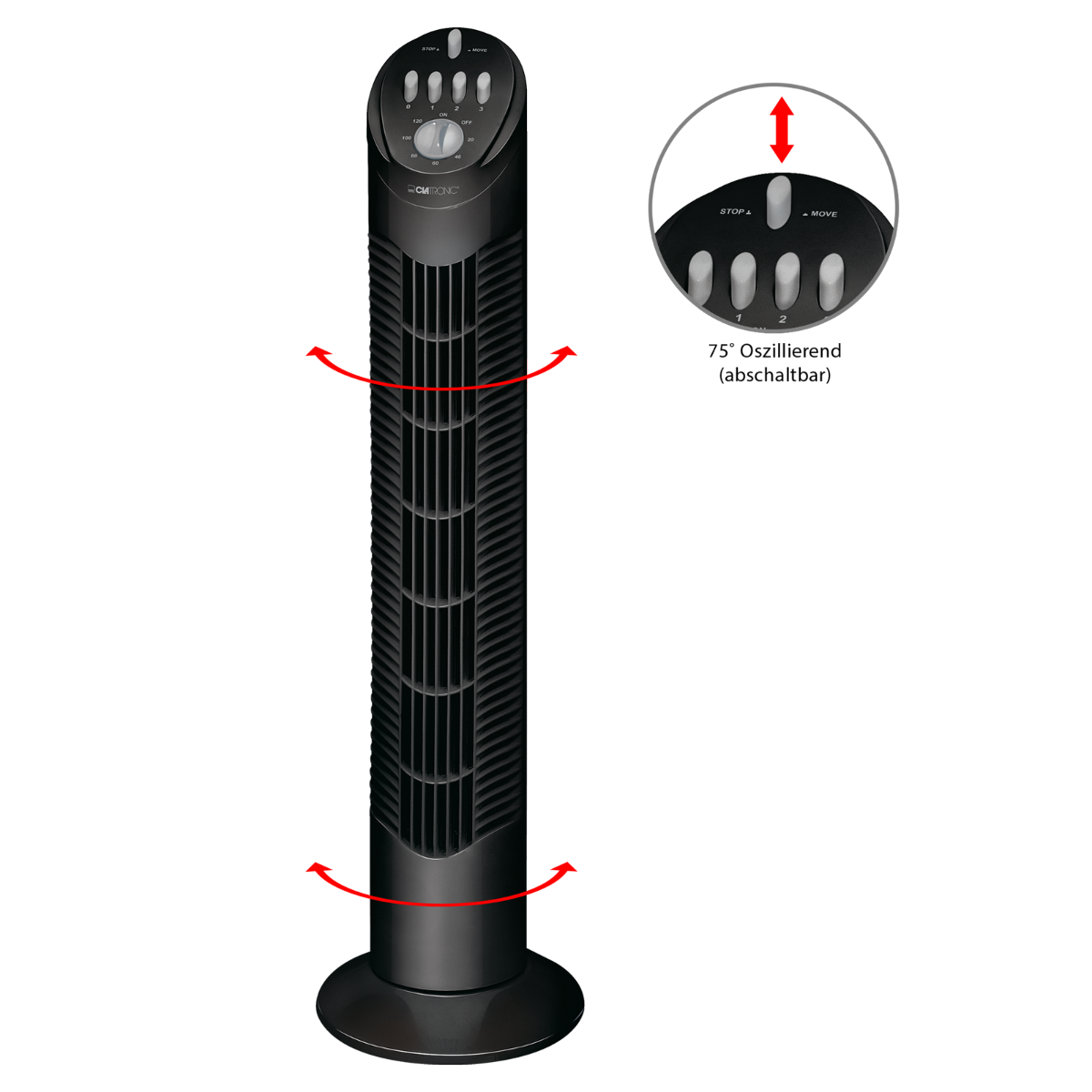 CLATRONIC T-VL 3546 Tower-Ventilator Säulenventilator Standventilator weiß 